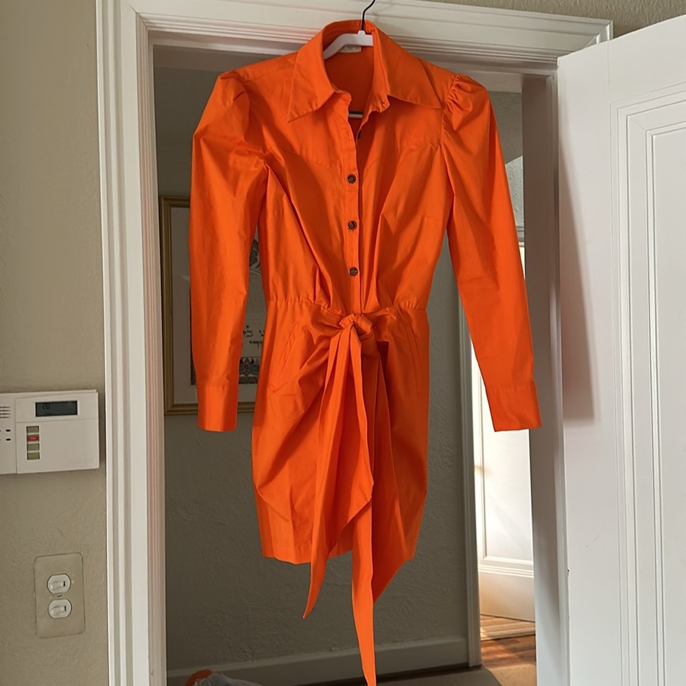 Orange Button-Up Dress - Picture 2 of 4